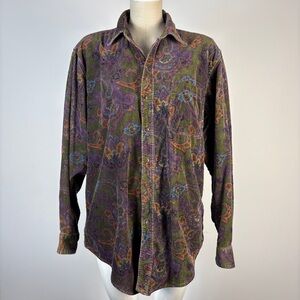 Vintage 90s Ralph Lauren Corduroy Paisley Shirt Men’s
